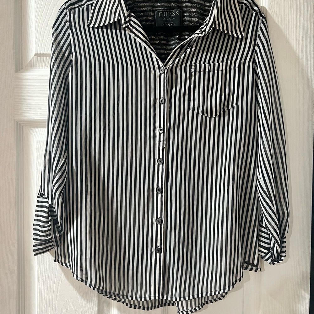 Guess Black Lace Detail Top. Like Brand New Condition.